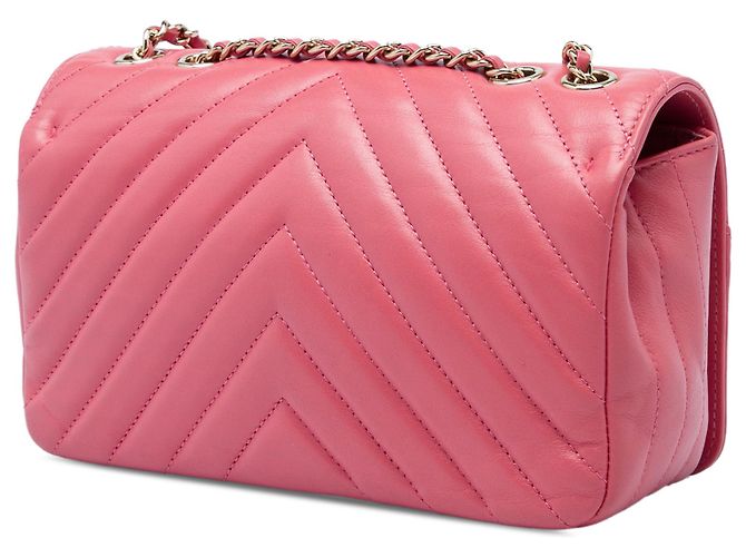Chanel Pink Mini Chevron Calfskin Statement Flap Rosa - vista 2