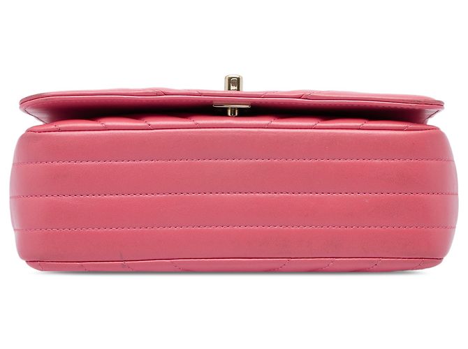 Chanel Pink Mini Chevron Calfskin Statement Flap Rosa - vista 3