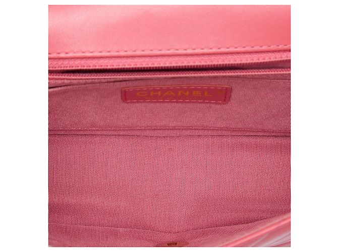 Chanel Pink Mini Chevron Calfskin Statement Flap Rosa - vista 4