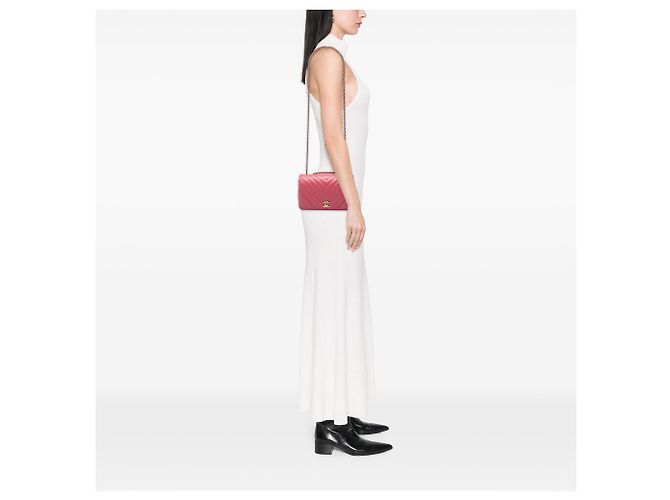 Chanel Pink Mini Chevron Calfskin Statement Flap Rosa - vista 5