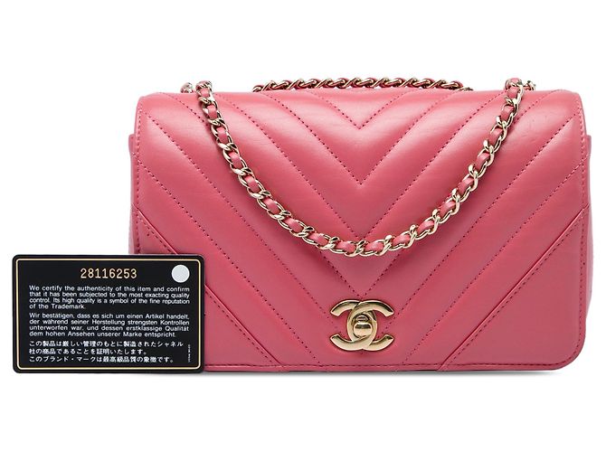 Chanel Pink Mini Chevron Calfskin Statement Flap Rosa - vista 6