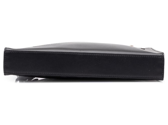 Clutch Fendi Black Zucca Shadow in pelle di vitello con zip diagonale frontale Nero - vista 3