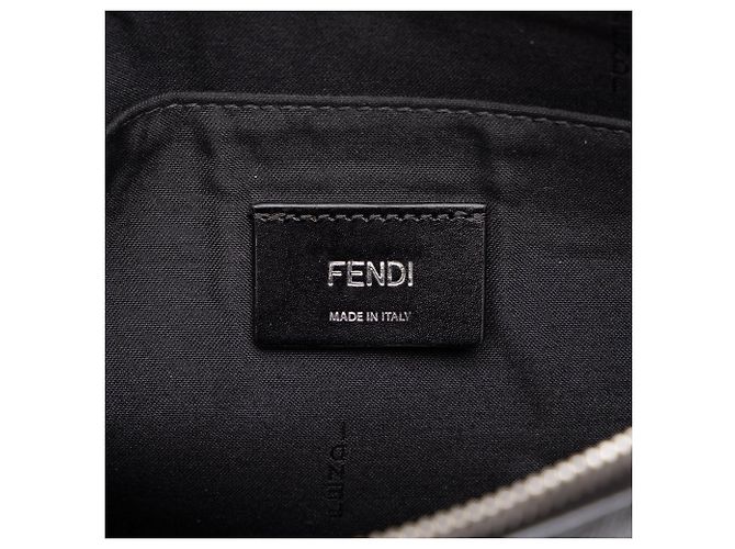 Clutch Fendi Black Zucca Shadow in pelle di vitello con zip diagonale frontale Nero - vista 5