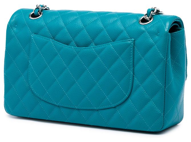 Chanel Blue Medium Classic Iridescent Caviar Double Flap Blau Türkis - Ansicht 2