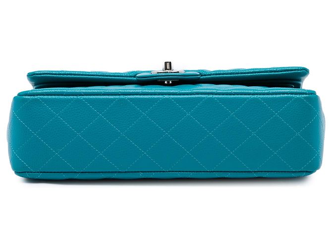 Chanel Blue Medium Classic Iridescent Caviar Double Flap Blau Türkis - Ansicht 3