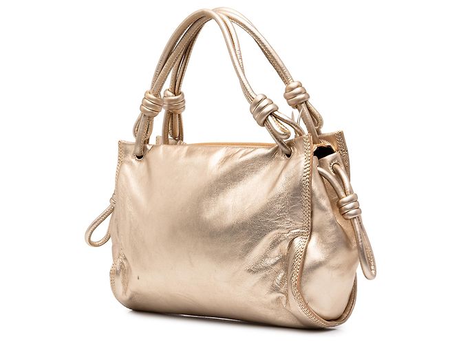 Borsa LOEWE Anagram Knot in nappa metallizzata oro D'oro - vista 2