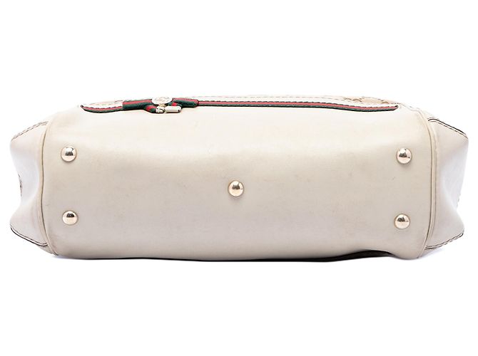 Borsa Mayfair Satchel Gucci in tela GG beige e Web - vista 3