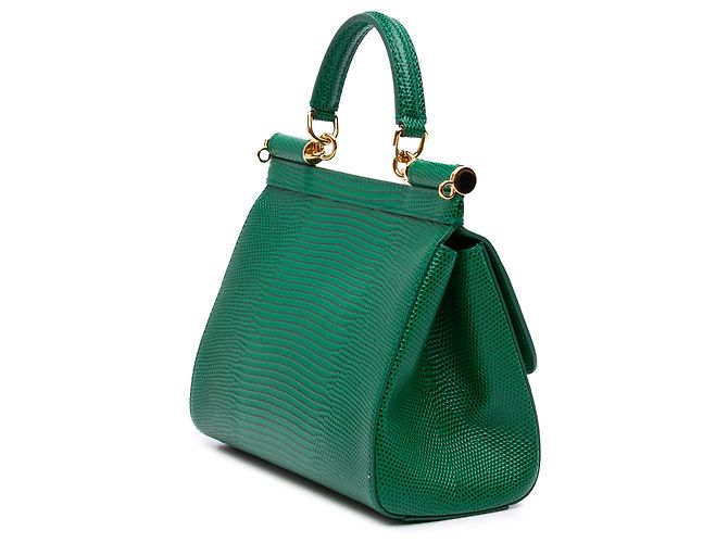 Borsa Miss Sicily Dolce & Gabbana in vitello embossed iguana verde, piccola - vista 2