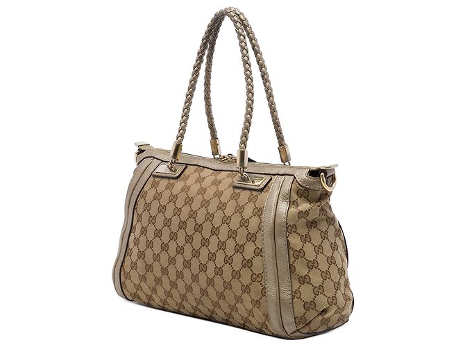 Borsa Satchel Gucci Bella in tela GG beige - vista 2