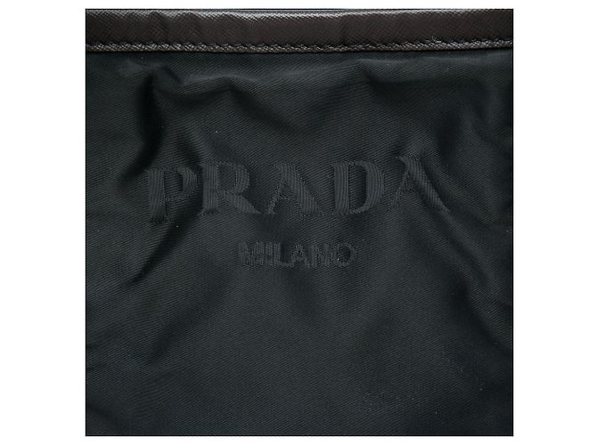 Tote Prada in Tessuto con rifiniture in Saffiano nero - vista 5