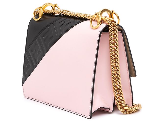 Fendi Black Fila Mania Small Multicolor Zucca Embossed Leather Kan I Crossbody Nero - vista 2