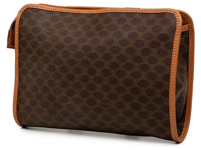 Céline Clutch Celine Brown Macadam Coated Canvas Castaño - vista 2