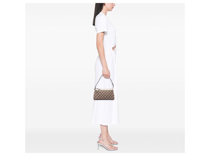Gucci Abbey D Ring Pochette aus beigem GG Canvas - Ansicht 6