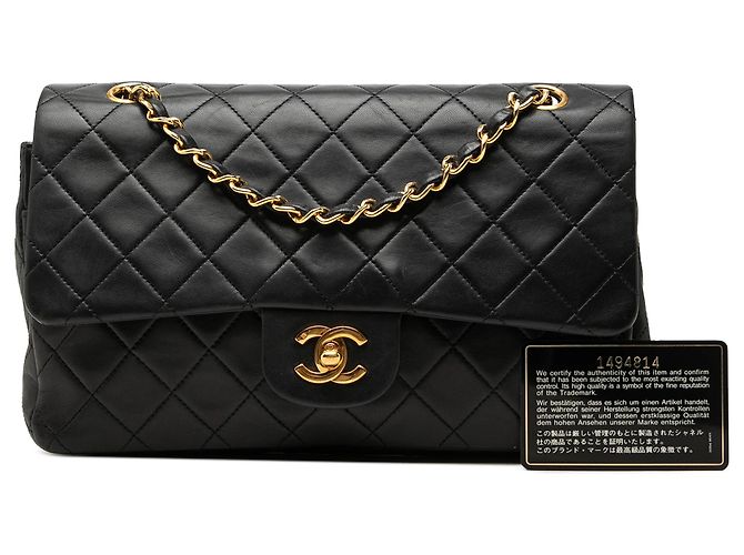 Chanel Black Medium Classic Lambskin Double Flap Negro - vista 7