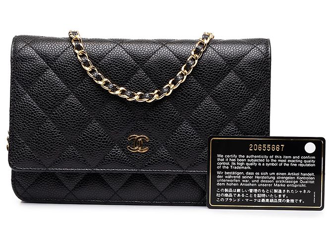 Chanel Black CC Quilted Caviar Wallet on Chain Schwarz - Ansicht 7