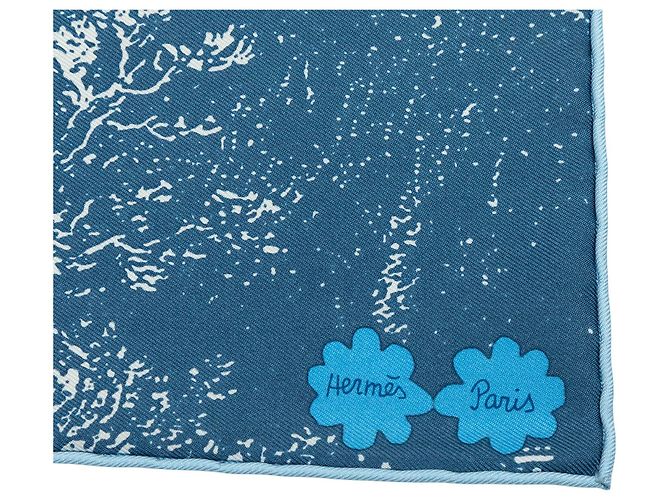 Foulard in seta Hermès Blue Amis Pour La Vie 45 - vista 3