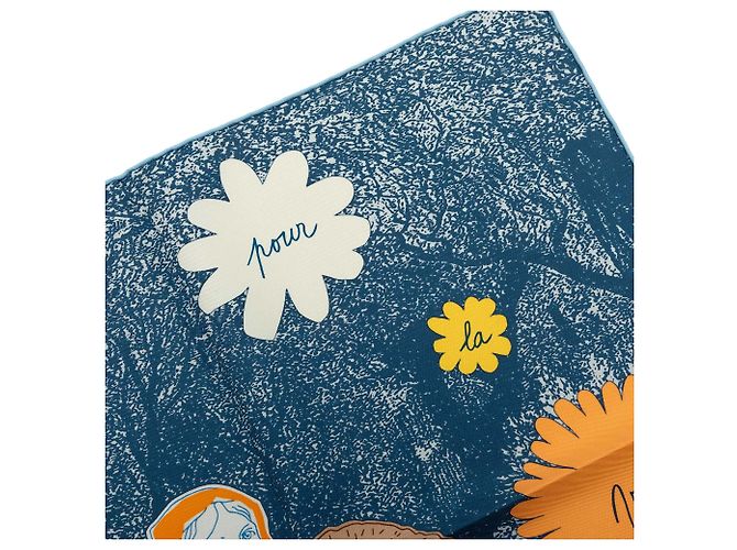 Foulard in seta Hermès Blue Amis Pour La Vie 45 - vista 6