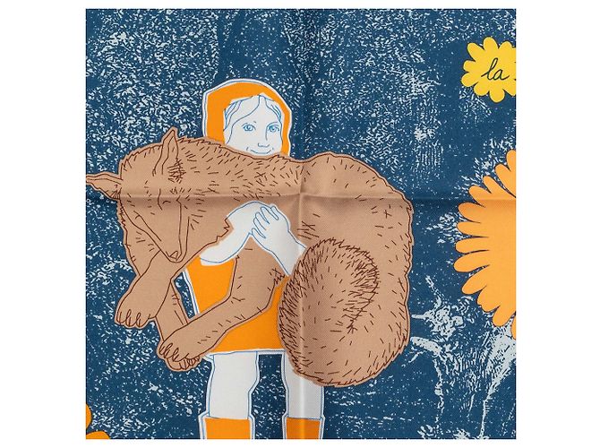 Foulard in seta Hermès Blue Amis Pour La Vie 45 - vista 8