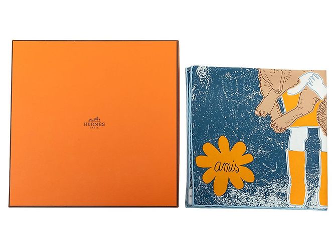 Foulard in seta Hermès Blue Amis Pour La Vie 45 - vista 9