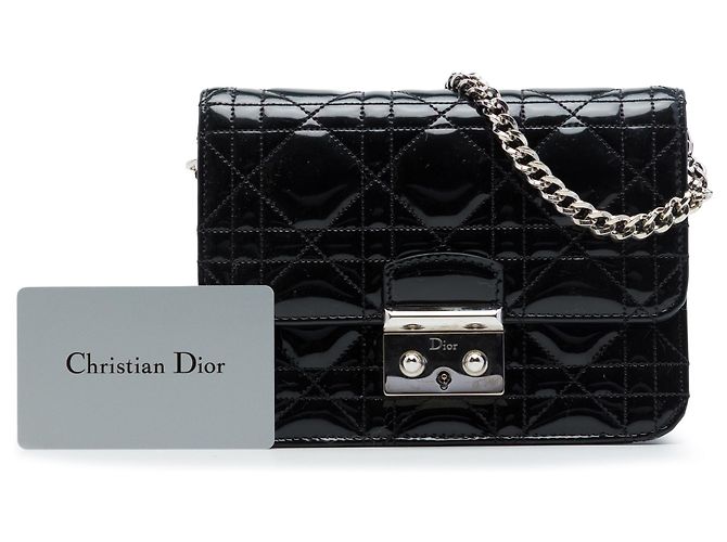 Autre Marque Pouch Mini Miss Dior in pelle laccata Cannage nera Dior Nero - vista 7