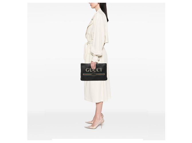 Clutch Gucci de piel negra con logo Negro - vista 6