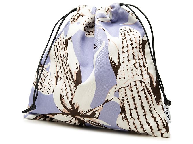 LOEWE Paulas Ibiza Canvas Beutel mit Kordelzug in Weiß mit Mais-Print Roh - Ansicht 2