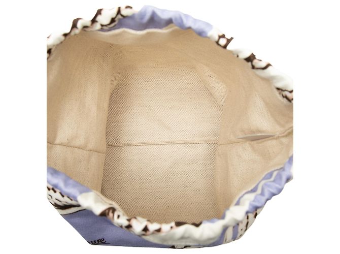 LOEWE Paulas Ibiza Canvas Beutel mit Kordelzug in Weiß mit Mais-Print Roh - Ansicht 4