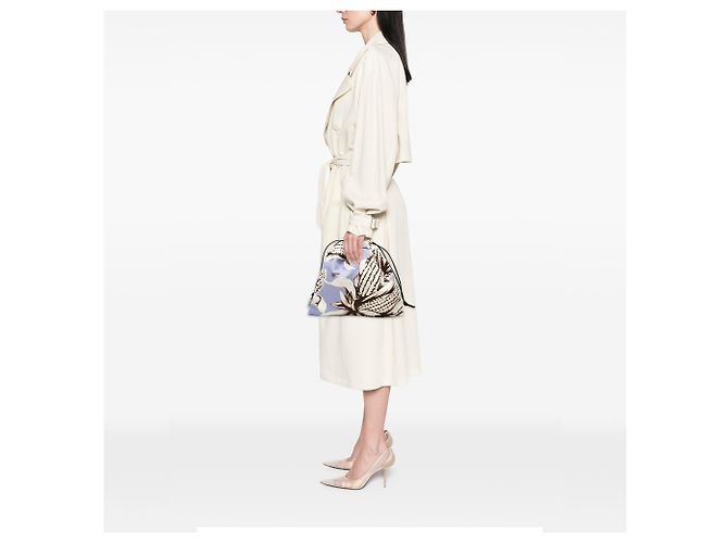 LOEWE Paulas Ibiza Canvas Beutel mit Kordelzug in Weiß mit Mais-Print Roh - Ansicht 6