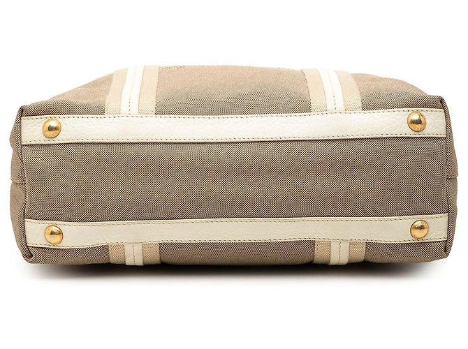 Bolsa Satchel Prada em lona Canapa bege com logo - vista 3