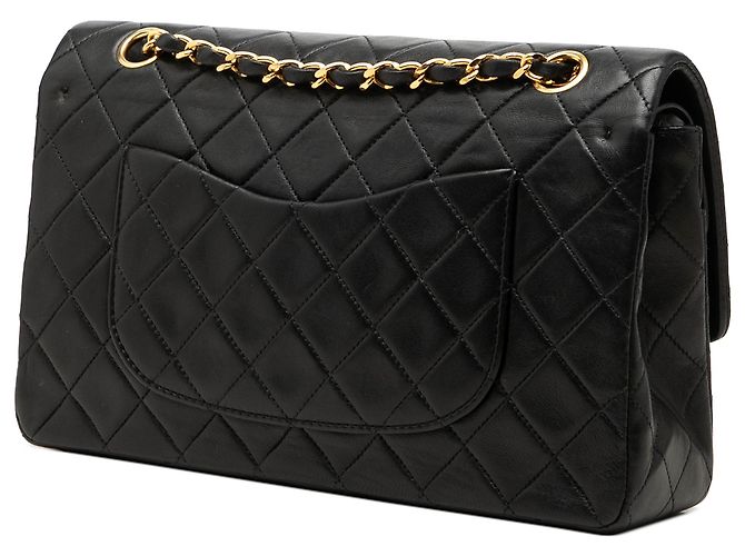 Chanel Black Medium Classic Lambskin Double Flap Noir - vue 2