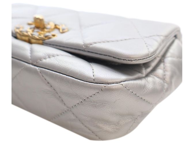 Chanel Silver Metallic Lambskin 19 Belt Bag Silvery - view 11