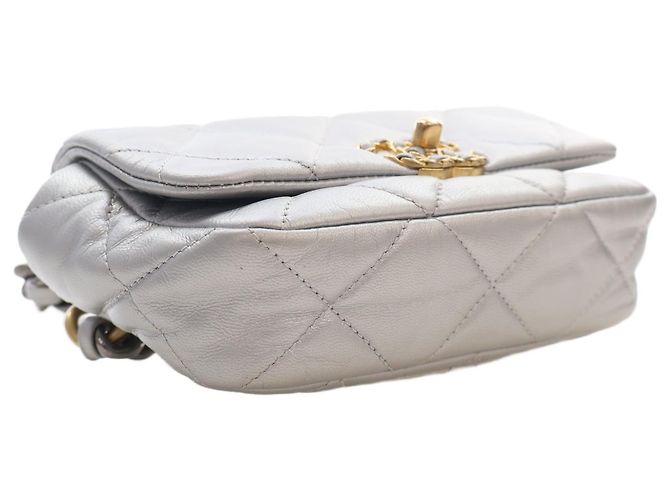 Chanel Silver Metallic Lambskin 19 Belt Bag Silvery - view 12