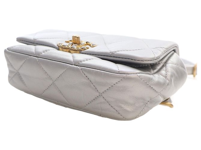 Chanel Silver Metallic Lambskin 19 Belt Bag Silvery - view 13