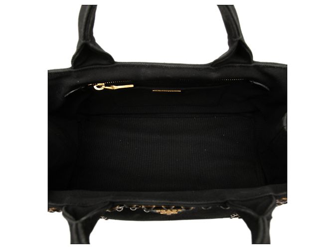 Bolso de mano Prada en lona Canapa negra con tachuelas Negro - vista 4