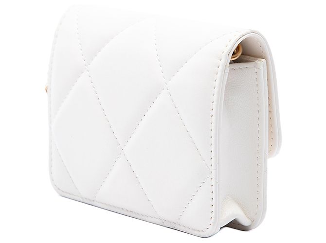 Chanel White Quilted Lambskin 19 Flap Coin Purse With Chain - view 2