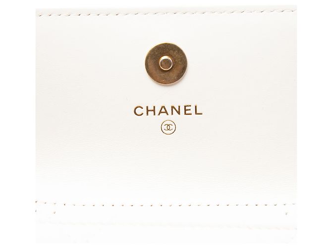 Chanel White Quilted Lambskin 19 Flap Coin Purse With Chain - view 5