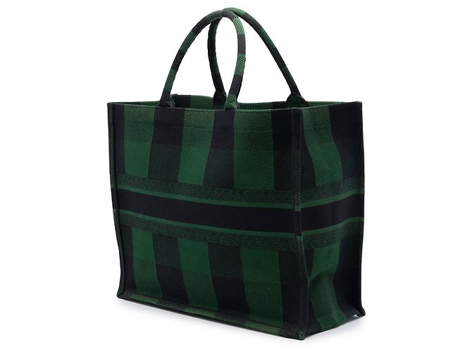Autre Marque Dior Book Tote Large aus besticktem Canvas-Karo, Grün - Ansicht 2