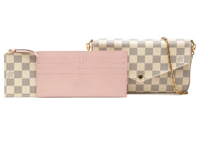 Louis Vuitton White Damier Azur Pochette Felicie Bianco - vista 7
