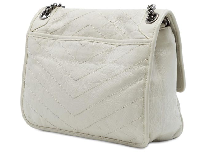 Autre Marque Saint Laurent White Medium Crinkled Calfskin Niki Bianco Crudo - vista 2