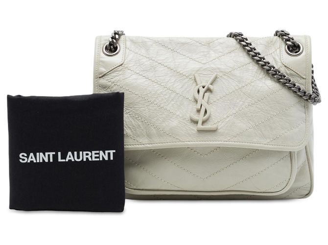 Autre Marque Saint Laurent White Medium Crinkled Calfskin Niki Bianco Crudo - vista 7