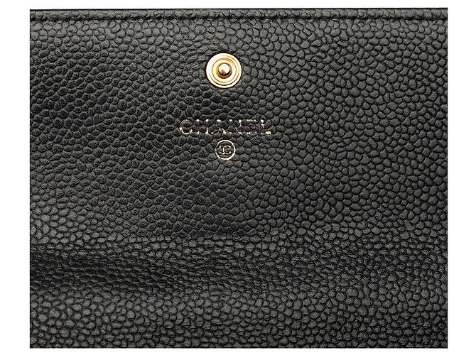 Chanel Black CC Quilted Caviar Long Wallet mit Klappe Schwarz - Ansicht 6