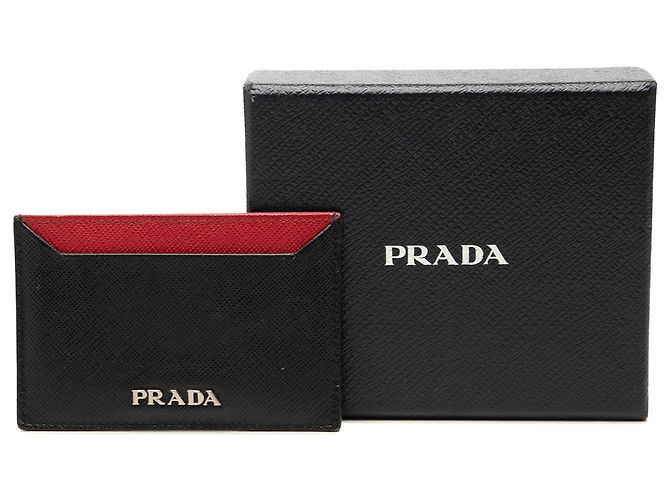 Prada Black Bicolor Saffiano Card Holder - view 7