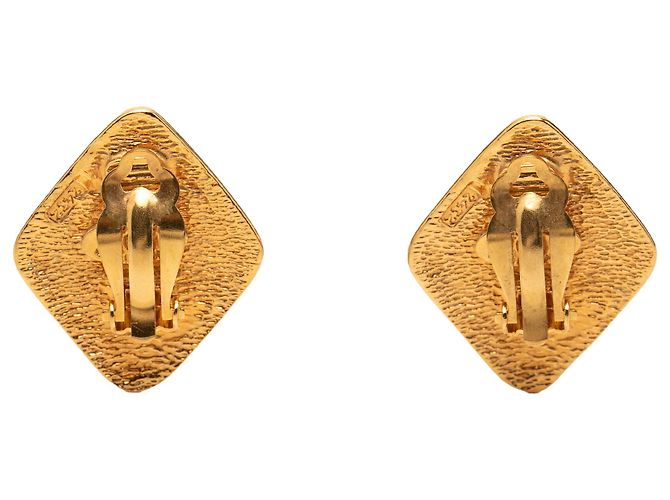 Orecchini a clip Chanel Gold CC placcati in oro a forma di rombo D'oro - vista 2