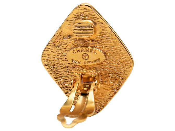 Orecchini a clip Chanel Gold CC placcati in oro a forma di rombo D'oro - vista 3