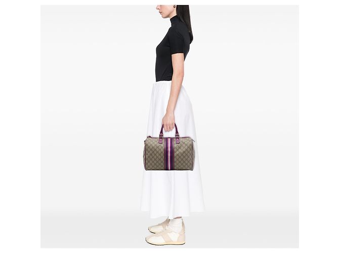 Bolsa Boston Gucci Beige Medium GG Supreme Joy Web Bege - vista 6
