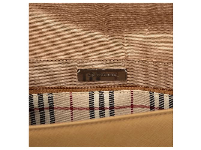 Bolsa de ombro com aba em couro bege Burberry - vista 5