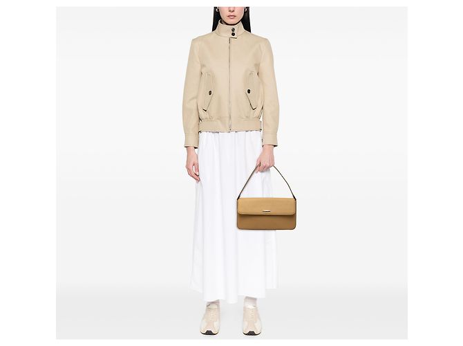 Bolsa de ombro com aba em couro bege Burberry - vista 6