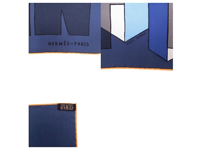 Hermès Hermes Carre 65 THE NATURE OF MEN Silk Scarf Multiple colors Navy blue - view 3
