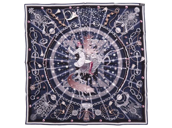 Hermès Carré Hermes 65 C'est La Fete Écharpe en soie Navy Noir Multicolore Bleu Marine - vue 2