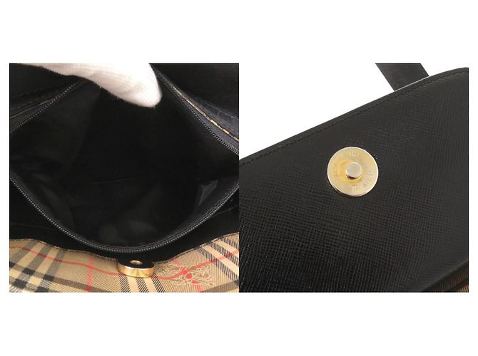 Bolso Tote Burberry Nova Check Shadow Horse Negro Beige - vista 7